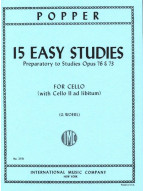 David Popper: 15 Easy Studies Preparatory To Op.73&76 (noty na violoncello)
