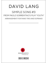 David Lang: Simple Song #3 From Paolo Sorrentino's Film Youth (noty na klavír, zpěv, violoncello, housle)