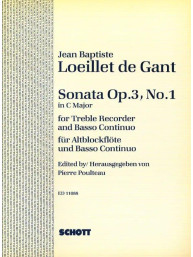 Jean-Baptiste Loeillet de Gant: Sonate Opus 3/1 in C Major (noty na zobcovou flétnu, klavír)