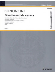 Giovanni Battista Bononcini: Divertimenti Da Camera 4 (noty na zobcovou flétnu, klavír)