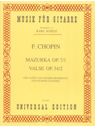 Frédéric Chopin: Mazurka Opus 7/1 + Wals Opus 34/2 (noty na příčnou flétnu, kytaru)