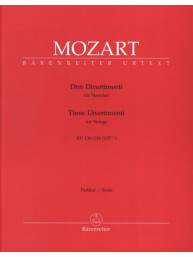 W.A. Mozart: Three Divertimenti for Strings KV 136-138  (noty, partitura)