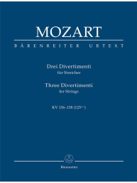 W.A. Mozart: Three Divertimenti for Strings KV 136-138  (noty, studijní partitura)