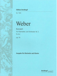 Carl Maria von Weber: Concerto No. 2 in E flat Major (noty na klarinet, klavír)