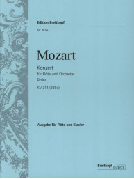 W.A. Mozart: Flute Concerto No. 2 In D Major KV 314 (noty na příčnou flétnu, klavír)