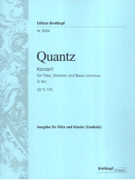 Johann Joachim Quantz: Flötenkonzert G-dur QV 5:174 / Flute Concerto (noty na příčnou flétnu, klavír)