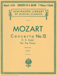 W.A. Mozart: Concerto No. 12 in A, K.414 (noty na čtyřruční klavír)