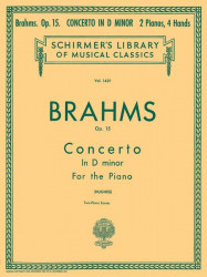 Johannes Brahms: Concerto No. 1 in D Minor, Op. 15 (noty na čtyřruční klavír)