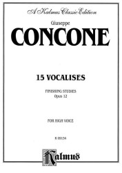 Giuseppe Concone: 15 Vocalises, Op. 12 - Finishing Studies (noty na klavír, zpěv, vysoký hlas)